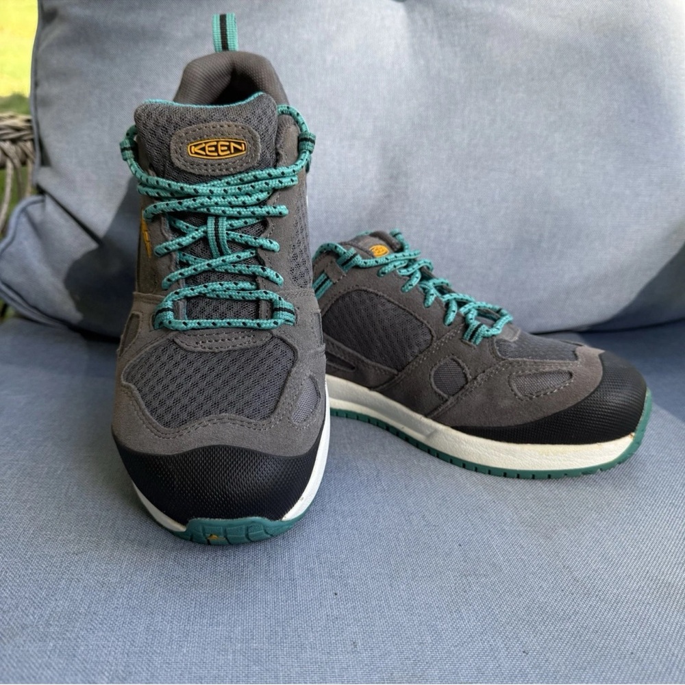 Keen Charcoal and Aqua work boots hiking
